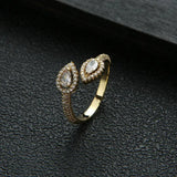Women's Green Water Drop Full Finger Cubic Zircon Ring