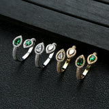Women's Green Water Drop Full Finger Cubic Zircon Ring