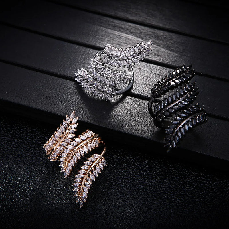 Cubic Zirconia Baguette Ring Gold-color Rings for Girl Gift