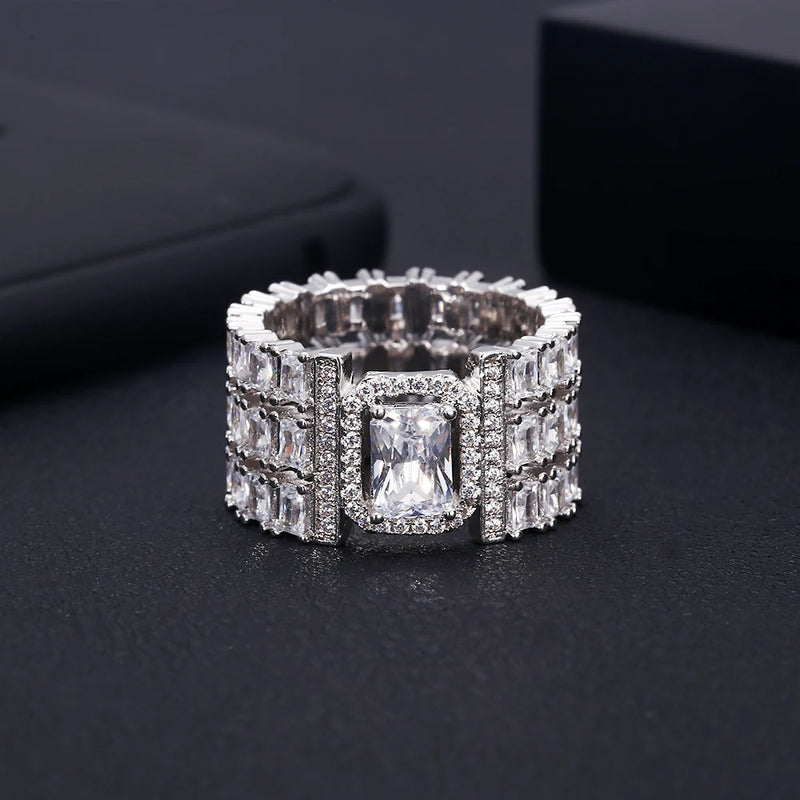 Cubic Zirconia Big Ring Gold-Color Women's Jewelry