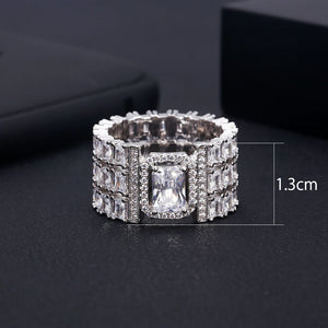 Cubic Zirconia Big Ring Gold-Color Women's Jewelry