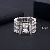 Cubic Zirconia Big Ring Gold-Color Women's Jewelry