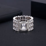 Cubic Zirconia Big Ring Gold-Color Women's Jewelry