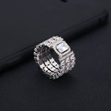 Cubic Zirconia Big Ring Gold-Color Women's Jewelry