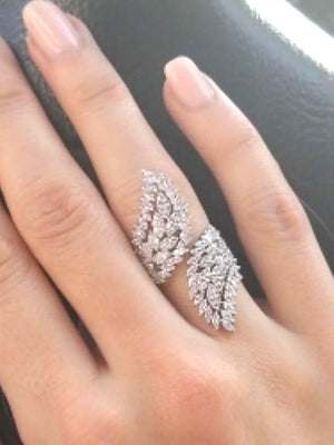 CZ Butterfly Wings Adjustable Wedding Ring for Women
