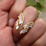Cubic zirconia butterfly wings wedding ring for women