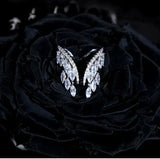 Cubic zirconia butterfly wings wedding ring for women