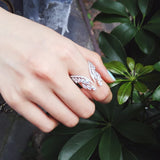 Cubic zirconia butterfly wings wedding ring for women