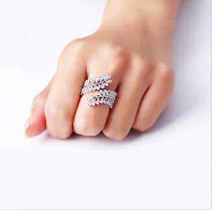 Adjustable CZ Cuff Wedding Ring for Women