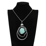 Resin Circle Pendant Sweater Chain Long Necklace Jewelry