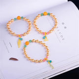 Yellow Beizhu Stone Beads Charm Bracelets for Women