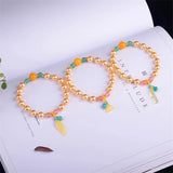 Yellow Beizhu Stone Beads Charm Bracelets for Women