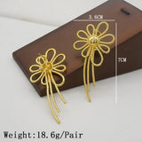 Yellow Flower Petal Tassel Drop Earrings Women Accessories