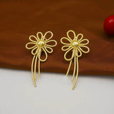 Yellow Flower Petal Tassel Drop Earrings Women Accessories
