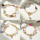 Yin Yang Evil Eye Pearl Charm Bracelet Geometry Chain Boho Y2K Jewelry Gift