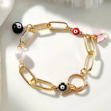 Yin Yang Evil Eye Pearl Charm Bracelet Geometry Chain Boho Y2K Jewelry Gift