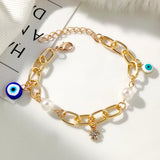 Yin Yang Evil Eye Pearl Charm Bracelet Geometry Chain Boho Y2K Jewelry Gift