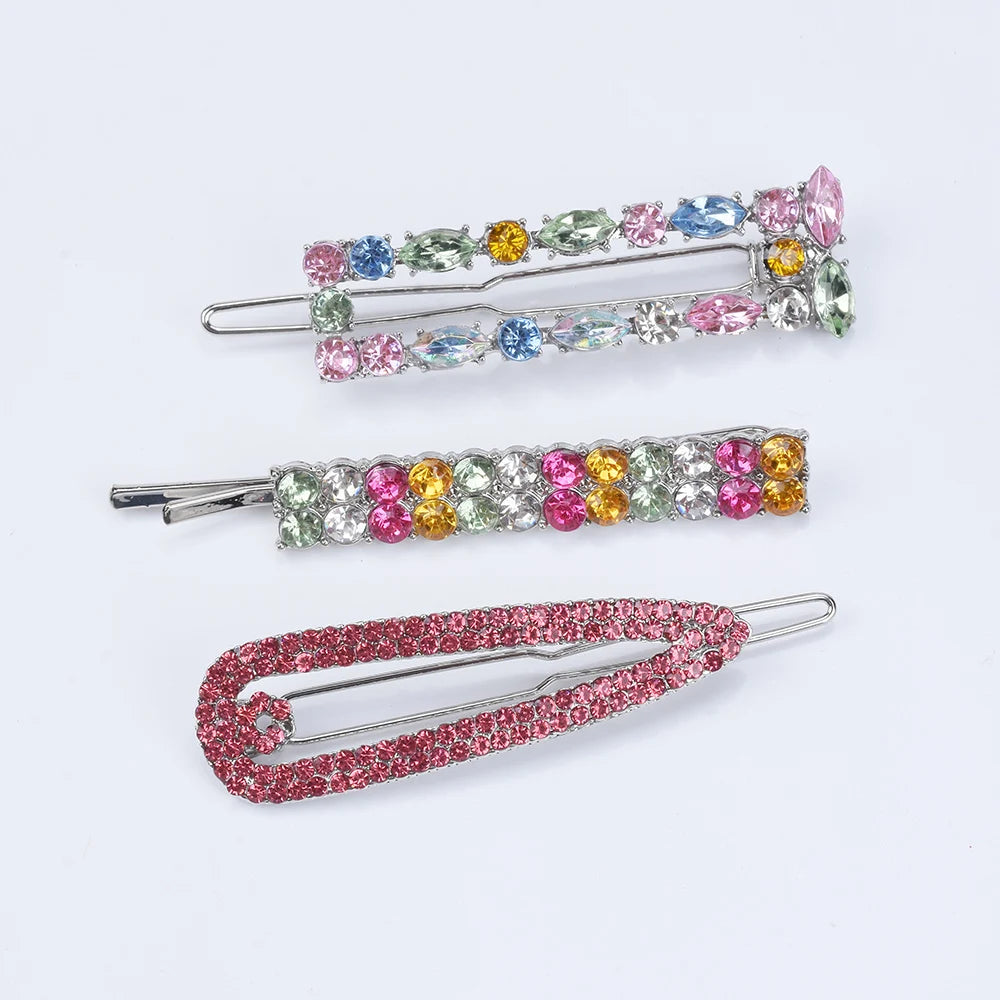 Colorful Rhinestone Crystal Flowers Hair Clip Women Set Hairpin Hair Accessories
