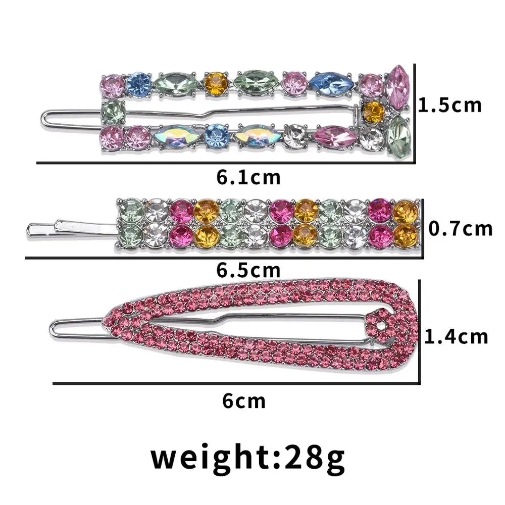 Colorful Rhinestone Crystal Flowers Hair Clip Women Set Hairpin Hair Accessories