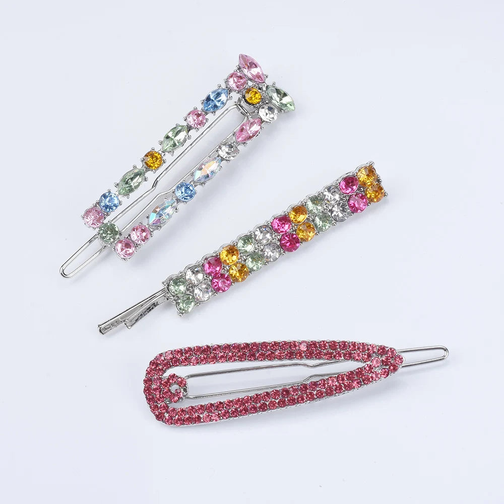 Colorful Rhinestone Crystal Flowers Hair Clip Women Set Hairpin Hair Accessories