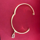 Zircon Initial Letters Bangle Bracelet For Women Xmas Jewelry