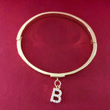 Zircon Initial Letters Bangle Bracelet For Women Xmas Jewelry