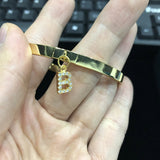 Zircon Initial Letters Bangle Bracelet For Women Xmas Jewelry
