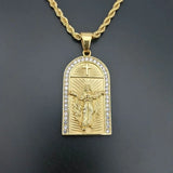 Zircon Inlaid Catholic Church Cross Pendant Charm Men's Jewelry