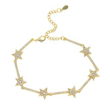 Zirconia Crystal Stars Slave Chain Bracelet For Women Finger Hand