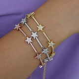 Zirconia Crystal Stars Slave Chain Bracelet For Women Finger Hand