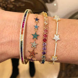 Zirconia Crystal Stars Slave Chain Bracelet For Women Finger Hand