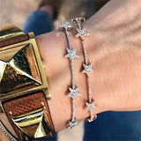 Zirconia Crystal Stars Slave Chain Bracelet For Women Finger Hand