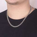 925 Sterling Silver 6MM Chain Bracelets Necklaces Set