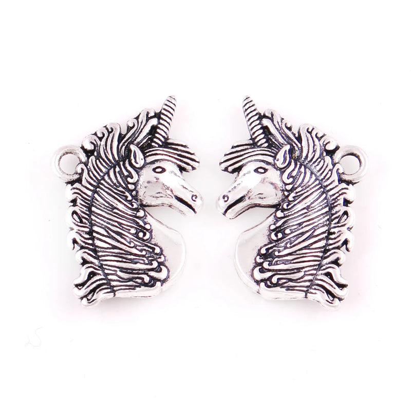 Antique Silver Unicorn Pendant Love Amulet