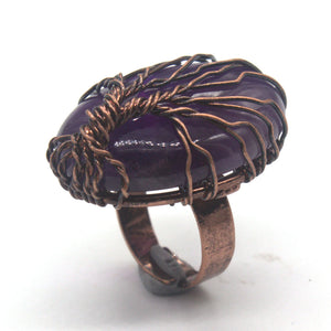Copper Wire Wrap Amethyst Engagement Ring for Christmas Gift