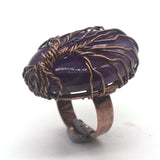 Copper Wire Wrap Amethyst Engagement Ring for Christmas Gift