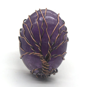 Copper Wire Wrap Amethyst Engagement Ring for Christmas Gift