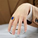 Enamel Oval Rings Stainless Steel Biker Thumb Finger Ring Men