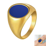 Enamel Oval Rings Stainless Steel Biker Thumb Finger Ring Men