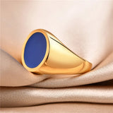 Enamel Oval Rings Stainless Steel Biker Thumb Finger Ring Men