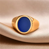 Enamel Oval Rings Stainless Steel Biker Thumb Finger Ring Men
