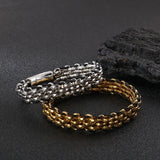 Men's Braided Leather Bracelet Stainless Steel Jewelry