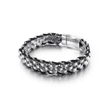 Casual Titanium Steel Leather Bracelet Men's Stainless Steel Jewelry