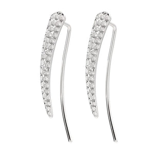 925 Silver Feather Earrings with Inlay Crystal for Women