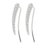 925 Silver Feather Earrings with Inlay Crystal for Women