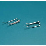 925 Silver Feather Earrings with Inlay Crystal for Women