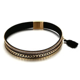 Trendy Alloy PU Leather Collar Plating Necklace For Women