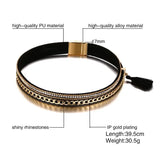 Trendy Alloy PU Leather Collar Plating Necklace For Women
