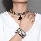 Trendy Alloy PU Leather Collar Plating Necklace For Women