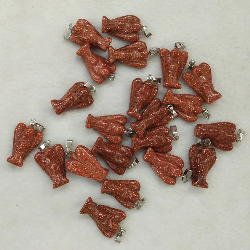 20pcs/lot Sand Stone Carved Angel Charms Pendants for DIY Jewelry Making